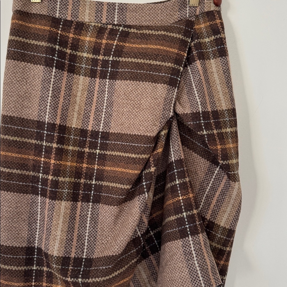 Anthropologie CARTONNIER MADE TO MEASURE SKIRT WOOL PLAID PENCIL GATHERED Size 4 - Picture 4 of 9